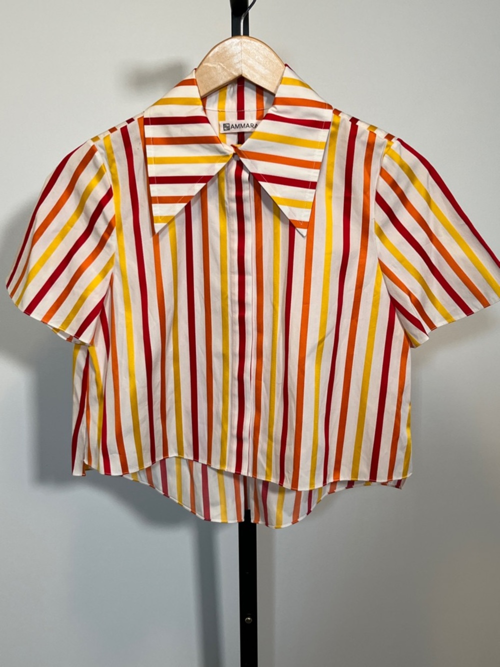 Ammara Atwood Striped Short-Sleeve Button Front Top